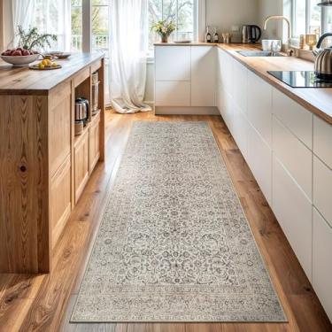 Imagem de Bloom Rugs Corredor lavável antiderrapante de 3 m - Bege/Off White Tradicional Border Runner para entrada, corredor, banheiro e cozinha - Tamanho exato: 2,5' x 10'