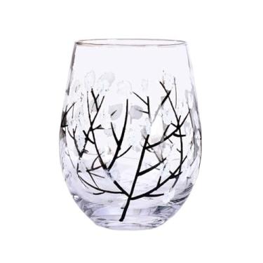 Imagem de Copos de beber sem haste pintados à mão, copos de vidro coloridos de 504.6 g para suco de água, bebidas e cerveja (branco)