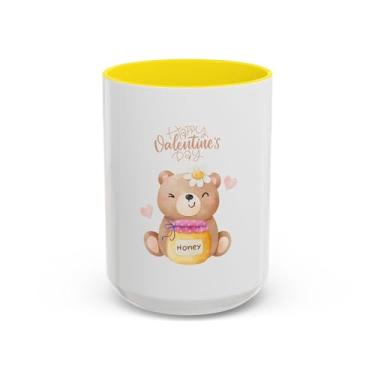 Imagem de Caneca de urso feliz dia dos namorados – copo de café com detalhe de pote de mel fofo