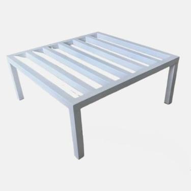 Imagem de Suporte para Lava e Seca 60x60x25 cm – Estrutura Reforçada em Metalon, Elevador de Máquina de Lavar, Lavanderia Organizada, Branco