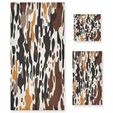 Imagem de xigua Conjunto de toalhas de banheiro com textura de pele de vaca absorvente macio 3 peças toalha de banho toalha de mão toalhas decorativas para banheiro, academia, hotel, praia, piscina