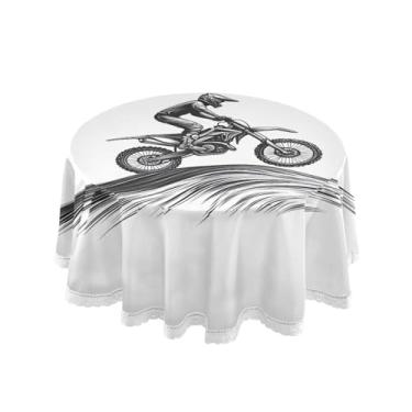 Imagem de Qilmy Toalha de mesa redonda de palmeira de treliça verde, 152 cm, resistente à água, à prova de derramamento, capa de mesa grande para jantar de reunião de família em ambientes internos e externos