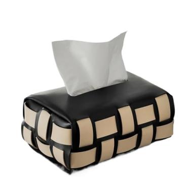 Imagem de Organizador prático de papel de couro quadriculado para sala de estar, mesa de quarto, organizador (preto)