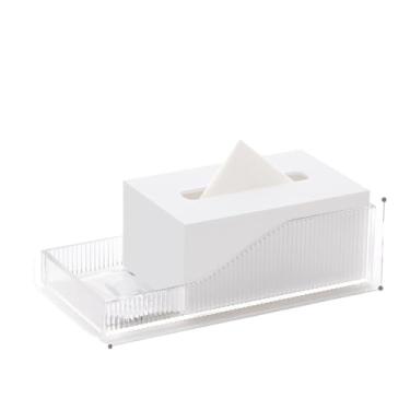 Imagem de Organizador de guardanapo facial prático criativo para sala de estar restaurante multifuncional acrílico armazenamento caixa de lenços (branco)