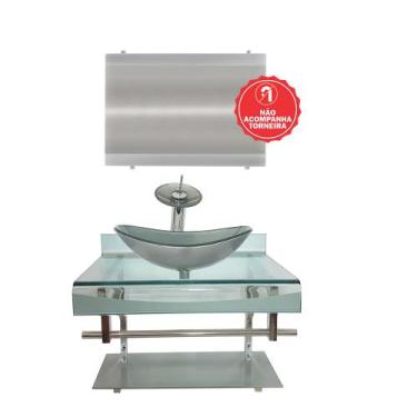 Imagem de Gabinete de Vidro 70cm para banheiro Holanda  - EKASA, Prata
