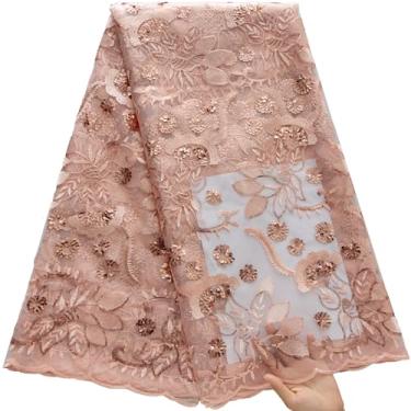 Imagem de ZhenGuiRu Tecido de renda africana 5 metros, tecido de renda jacquard bordado nigeriano para costura de festa de casamento