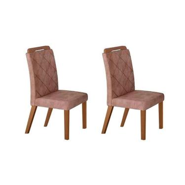 Imagem de Kit 2 Cadeiras De Cozinha Melissa Madeira Capuccino-suede Capuccino - Rufato