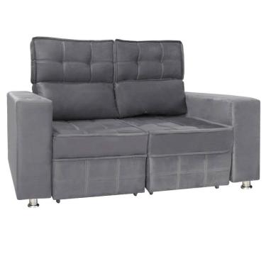 Imagem de Sofá Retrátil E Reclinável 2 Lugares Londres 1.60cm C/molas - Suede Chumbo