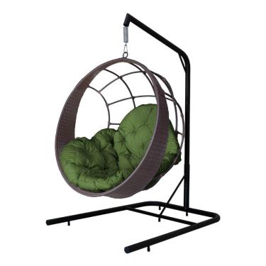 Imagem de Cadeira Balanço Ninho Suspenso C- Suporte E Almofada Impermeável Tabaco-verde
