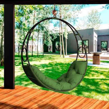 Imagem de Cadeira Balanço Suspenso Lua Nova Em Corda Náutica Verde/verde