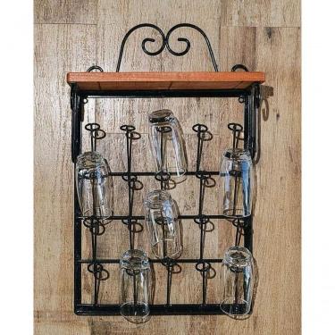 Imagem de Porta Copos Ferro Madeira Preto 20 Peças