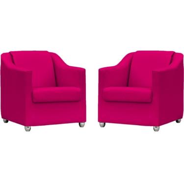 Imagem de Kit 2 Poltronas Mila Corino Cores Pé De Plástico Cromado - Pink Corino