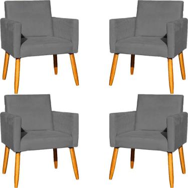 Imagem de Kit 4 Poltronas Para Recepção Nina Suede Cores Pé Palito 30cm Castanho - Suede