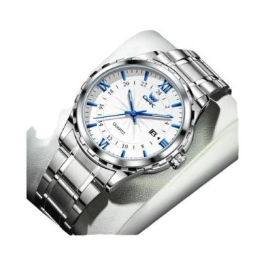 Imagem de Opk-relógio masculino de quartzo, pulseira de couro confortável, imper