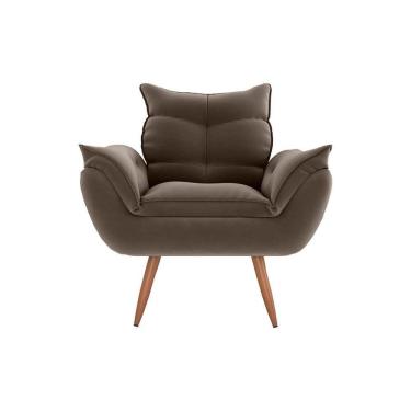 Imagem de Poltrona Opala Tokio Para Descanço Confortável Toquio Matrix Veludo Capuccino