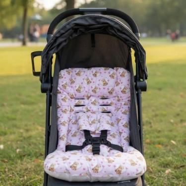 Imagem de Almofada Para Carrinho de Bebê Menina Universal URSA ROSA - CLICK TUDO