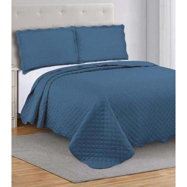 Imagem de Colcha Grid Casal Camesa Azul, UN, Azul