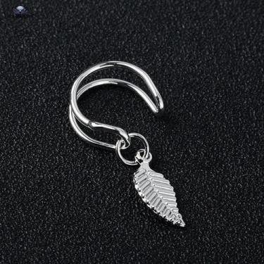 Imagem de Piercing Argola Orelha Falso Fake Dourado Prata Folha - De Castro Joia