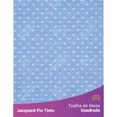 Imagem de Toalha de Mesa Quadrada em Tecido Jacquard Azul Bebê e Branco Poá Fio 