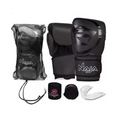 Imagem de Kit Luva Naja + Bandagem + Protetor Bucal + Bolsa, 14 Oz