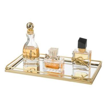 Imagem de Bandeja Decorativa Luxo Espelhada Banheiro Bar Lavabo Taças - PGB, Dou