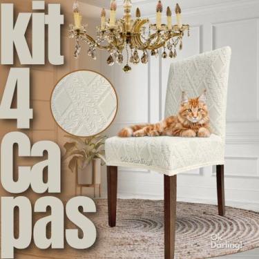 Imagem de Kit 4 Capas de Cadeira Linha Gold Anti Gato Indiana - Creme - OK Darli