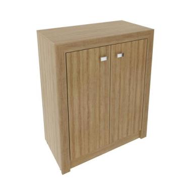 Imagem de Balcão para Escritório com 2 Portas e 1 Prateleira ME4103 Amêndoa Tecn