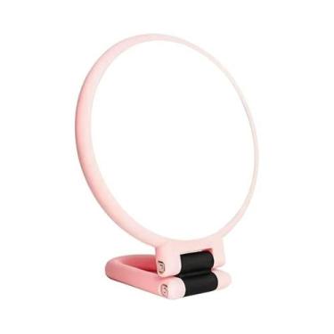 Imagem de Espelho De Maquiagem Portátil Com Moldura Dourada Preta, Ajustável 360