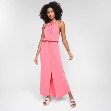 Imagem de Vestido Longo Oh,Boy! Cavado e Fenda Frontal, Rosa, M