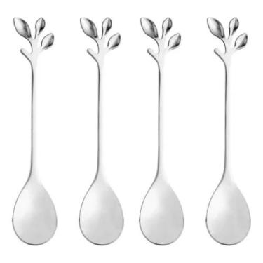 Imagem de Conjunto De 4 Colheres De Chá De Aço Inox Leaves Prata - Wolff