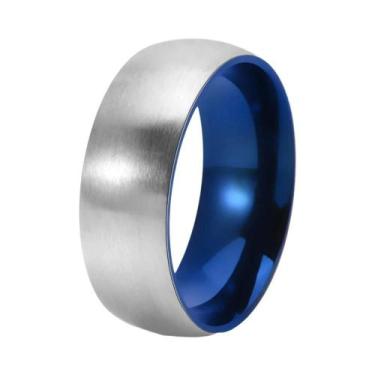 Imagem de Aliança Masculina Minimalista Em Aço Titânio Escovado Fosco Bicolor Pa