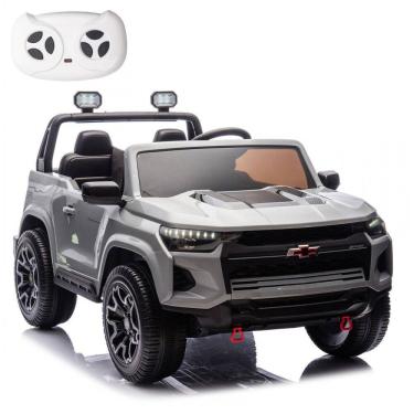 Imagem de Carro Elétrico Infantil Chevrolet Colorado Licenciado 24V, 2 Lugares, 4WD, Controle Remoto, Música, Alarme, Megafone, Cinza