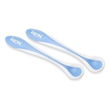 Imagem de Kit 2 Colheres Infantis Termossensíveis Papinha Quente - Nuby, Azul