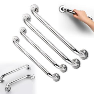 Imagem de Kit 4 Barra Alça Apoio Corrimão Banheiro 40 E 60cm Inox Não Enferruja 