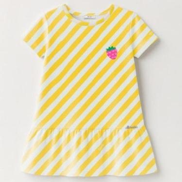Imagem de Vestido Infantil Menina Listras Amarelo Bimbi-Feminino
