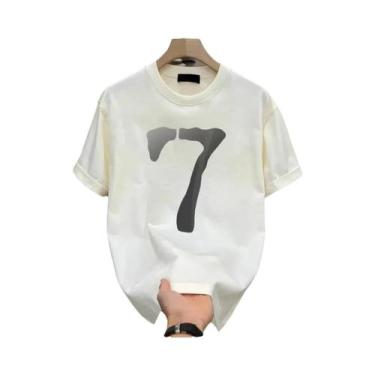 Imagem de Camiseta Casual Masculina De Manga Curta Com Gola Redonda E Estampa, V