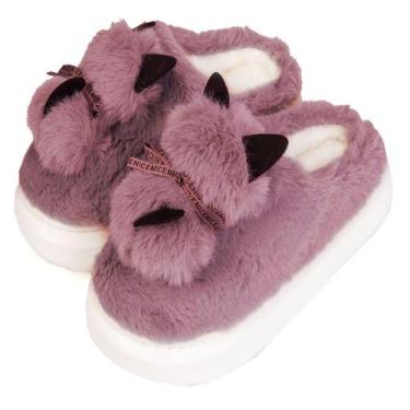 Imagem de Pantufa Gatinho 3d Adulto Solado Emborrachado Antederrapante - D Prese