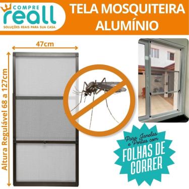 Imagem de Tela Mosquiteira Regulável - Alumínio - 68,5 a 127 cm x 47,5 cm - Preto