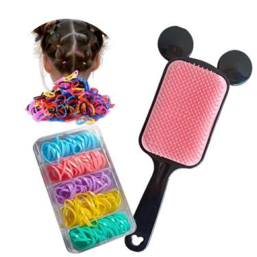 Imagem de Escova Cabelo Infantil Menina + Linguinha Cabelo Silicone Aleatória - 