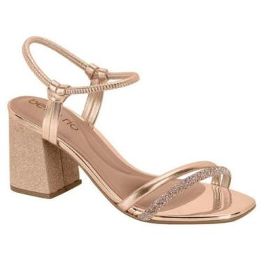 Imagem de Sandália salto bloco beira rio 8436213, Ouro rosado, 35