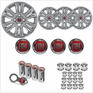 Imagem de Jogo Calota Aro 14 Doblô 2015 Fiat + Emblema Resinado + Tampa Ventil +