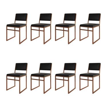 Imagem de Kit 8 Cadeiras Industrial Isa Corino Preto Base Cobre para Mesa Sala Cozinha - Cobre/preto