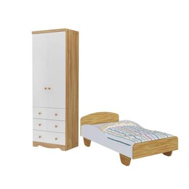 Imagem de Cama Infantil Sol Guarda Roupa Infantil Junior 2 Portas MDF - - Moveis
