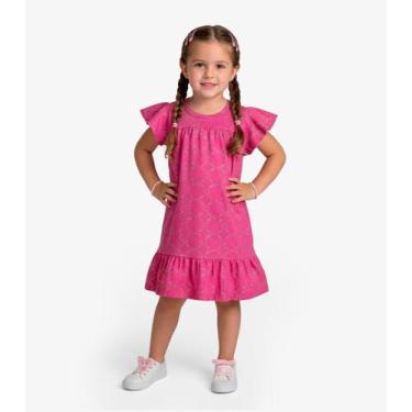 Imagem de Vestido Infantil Com Manga Godê Select Rosa, 6, Rosa