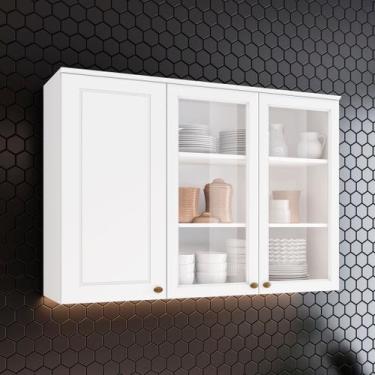 Imagem de Armário Aéreo 3 Portas de Vidro 120cm Emily - Espresso Móveis
