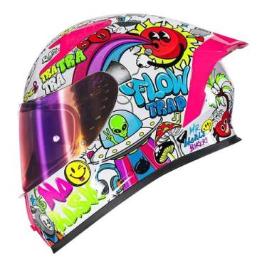 Imagem de Capacete Feminino Norisk Flow Moto Fechado Viseira Extra, BRANCO, 60