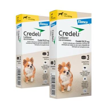 Imagem de 2 Credeli Antipulga Carrapato 56,25mg 1,3- 2,5kg 03 Cpr - Elanco