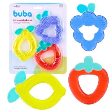 Imagem de Kit Mordedores Infantil Frutinhas C/ Água BPA Free 22672 - Buba