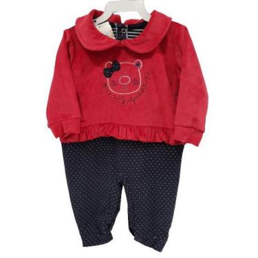 Imagem de Macacão Longo Bebê Menina Inverno Chuquinha Baby Ref 7176, Vermelho, P