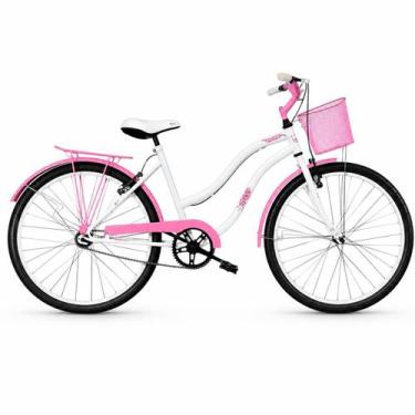 Imagem de Bicicleta Feminina Aro 26 Passeio Forss Hello Com Cestinha, Branco, Ro